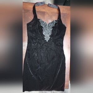 Vintage Dave & Johnny Black Gown with Silver Details